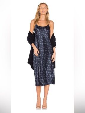 Vince Floral Slip Dress in Calico Floral & Coastal Navy Blue